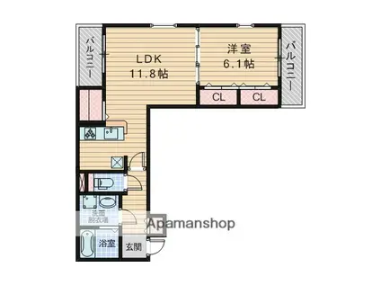 グレース豊中(1LDK/3階)の間取り写真