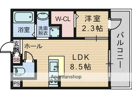 リアコート豊中岡町Ⅱ(1LDK/3階)の間取り写真