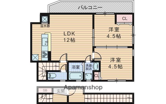 T・S旭丘(2LDK/3階)の間取り写真