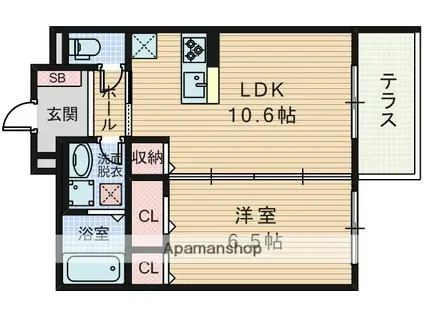 FLAT COMFY 豊中(1LDK/1階)の間取り写真