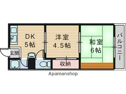 春日ハイツB棟(2DK/2階)の間取り写真