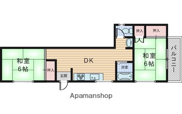 コーポ路(2DK/1階)の間取り写真