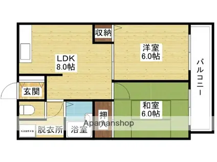 第2あかつきマンション(2LDK/5階)の間取り写真