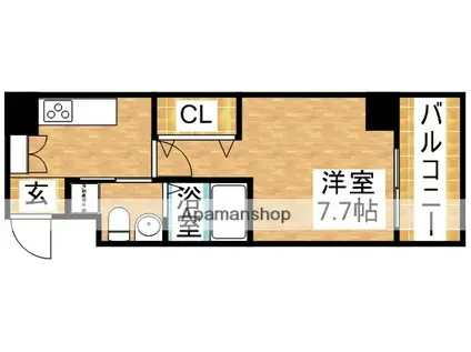 パークヒルズ東三国ビジョン(1K/4階)の間取り写真