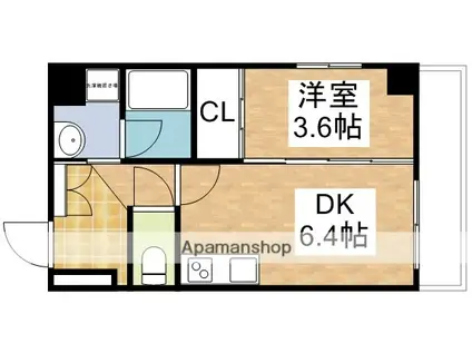 アンフィニXV江坂レジデンス(1DK/1階)の間取り写真