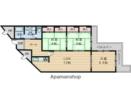 エバーグリーン淀川2号棟(3LDK/6階)の間取り写真