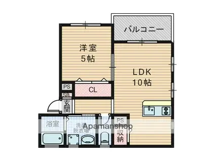 ラフォーレ三和(1LDK/2階)の間取り写真