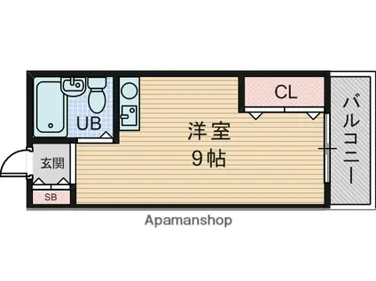 コーポ春日(ワンルーム/3階)の間取り写真