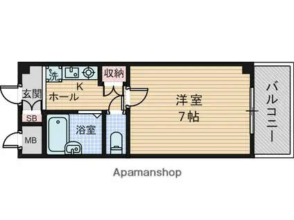 ヴィルヌーブ(1K/2階)の間取り写真