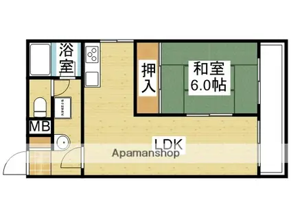 シャトー中尾(1LDK/3階)の間取り写真