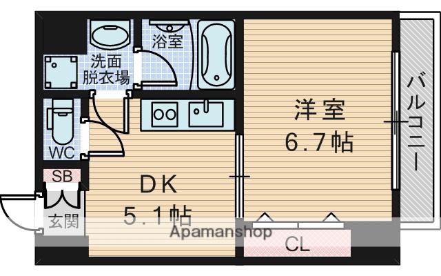 エクセル新大阪(1DK/2階)の間取り写真