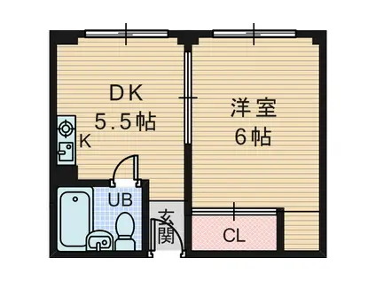 フレンドリー十三東(1DK/2階)の間取り写真