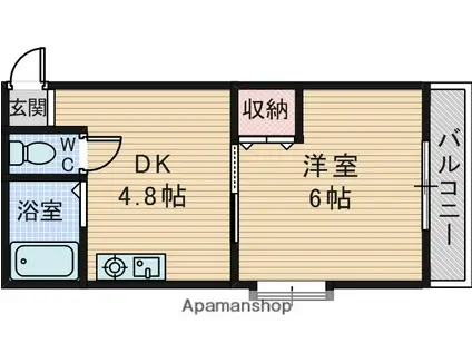 サザン・ヴィレッジ21(1DK/3階)の間取り写真