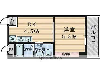 ハイツASK(1DK/2階)の間取り写真
