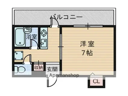 ウエスト・コア(1K/4階)の間取り写真