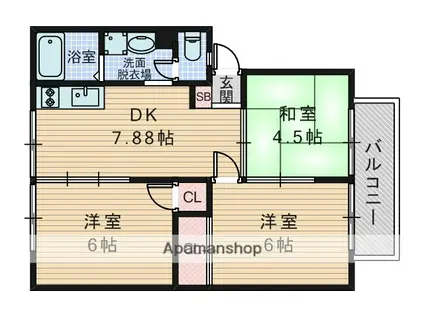 サンライズ曽根西ハイツ(3DK/2階)の間取り写真
