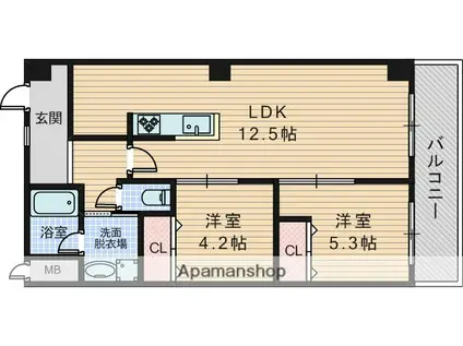 マンションニシムラ(2LDK/2階)の間取り写真