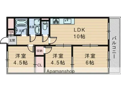 ヴィラみどり(3LDK/1階)の間取り写真