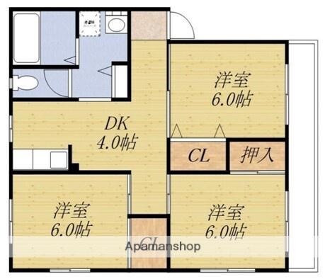 マンション エンジ(3DK/1階)の間取り写真