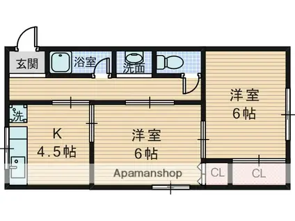 シャトーヤスミマンション(2DK/3階)の間取り写真