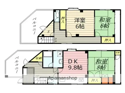 サンシャインセブン(3DK/4階)の間取り写真