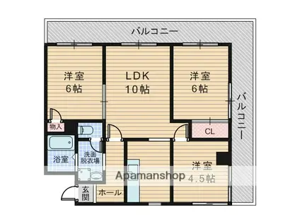 ワイズレジデンス西豊中(3DK/3階)の間取り写真