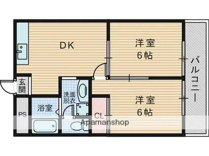 サンテラス80(2DK/2階)の間取り写真
