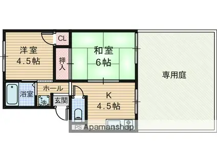 プレジール浜(2K/1階)の間取り写真