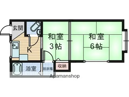 香住荘(2K/2階)の間取り写真