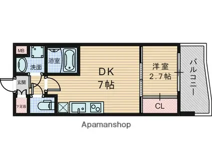 セレニテ西中島アリア壱番館(1DK/2階)の間取り写真