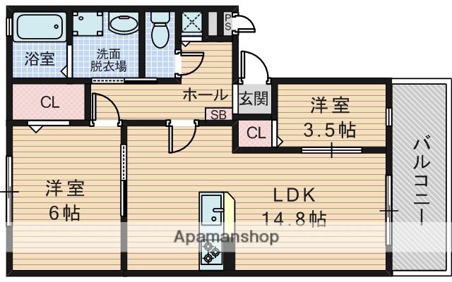ベルデ大森Ⅱ(2LDK/2階)の間取り写真