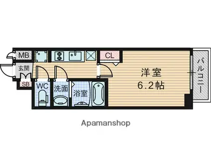 プレサンス東三国駅前グランクラス(1K/10階)の間取り写真