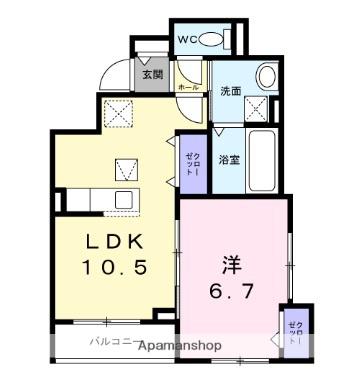 アドヴァンス(1LDK/1階)の間取り写真