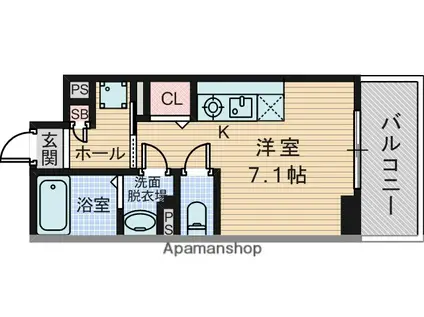 フォルテ ウエスト(ワンルーム/2階)の間取り写真