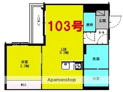 レジデンスデュオ江坂(1LDK/1階)の間取り写真