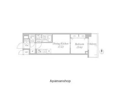 MAXIV CROS 江坂(1DK/4階)の間取り写真