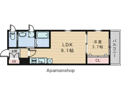 GRAN CASALIA吹田内本町(1LDK/3階)の間取り写真