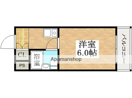 東住吉リバーサイドプラザ(1K/3階)の間取り写真