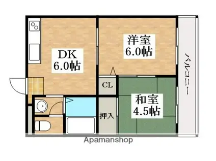 グランドハイム(2DK/3階)の間取り写真