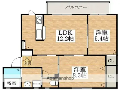 シャーメゾン天美(2LDK/1階)の間取り写真