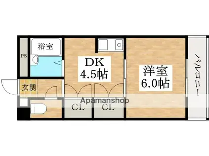 マツダ21天美(1DK/2階)の間取り写真