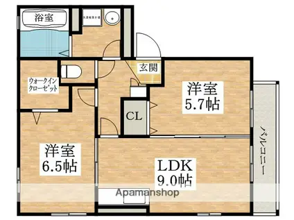 フローリッシュ新金岡(2LDK/2階)の間取り写真
