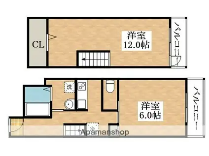ゴールドハイツ(1LDK/7階)の間取り写真