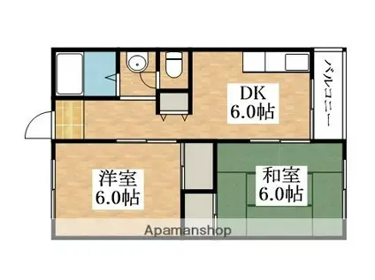 松ケ丘マンション(2DK/2階)の間取り写真