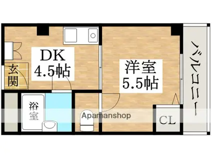 ウインライフ松原Ⅰ(1DK/2階)の間取り写真