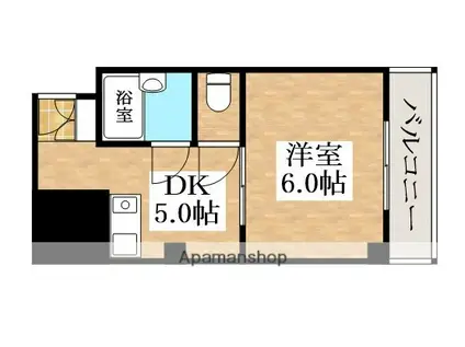 ウインライフ松原Ⅰ(1DK/4階)の間取り写真