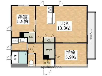 グラス北新町(2LDK/2階)の間取り写真