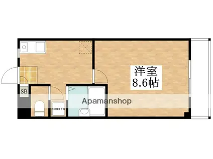 ロイヤルコート天美南(1K/2階)の間取り写真