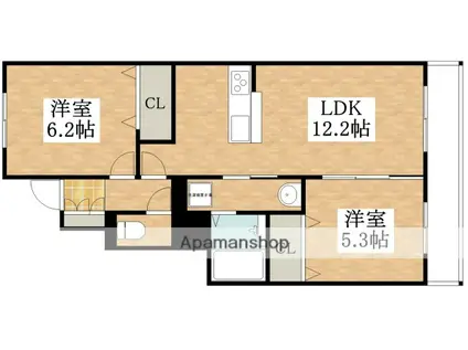 シャーメゾン恵我Ⅱ(2LDK/1階)の間取り写真