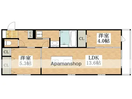 ラ・マーサ(2LDK/3階)の間取り写真